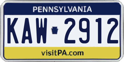 PA license plate KAW2912
