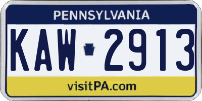 PA license plate KAW2913