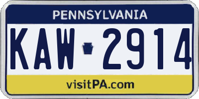 PA license plate KAW2914