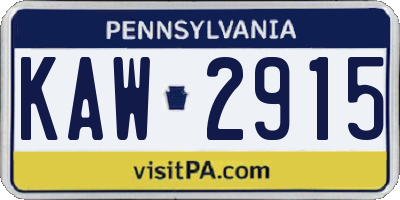 PA license plate KAW2915