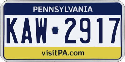 PA license plate KAW2917