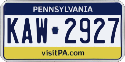 PA license plate KAW2927
