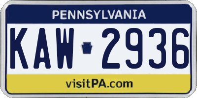 PA license plate KAW2936