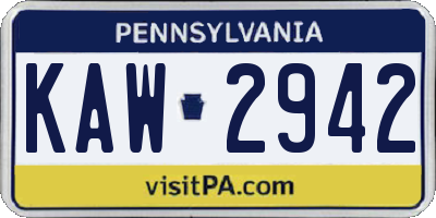 PA license plate KAW2942