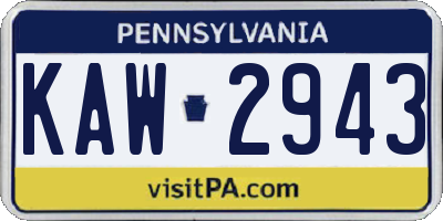 PA license plate KAW2943