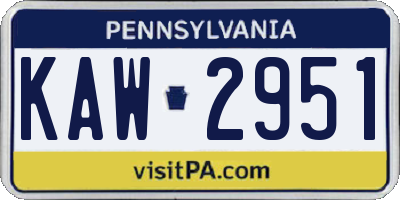 PA license plate KAW2951