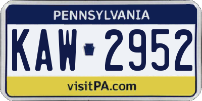 PA license plate KAW2952