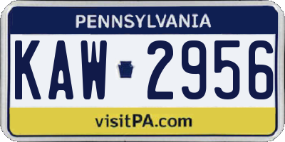 PA license plate KAW2956