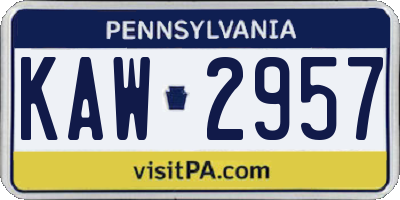 PA license plate KAW2957