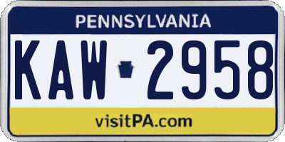 PA license plate KAW2958