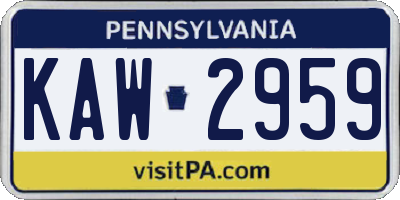 PA license plate KAW2959