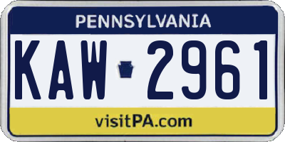PA license plate KAW2961