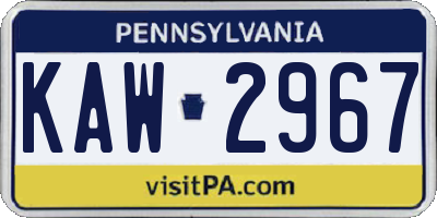 PA license plate KAW2967