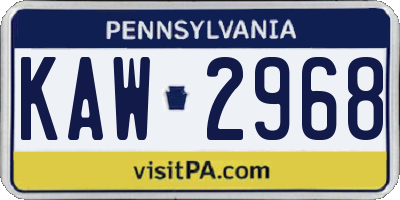 PA license plate KAW2968