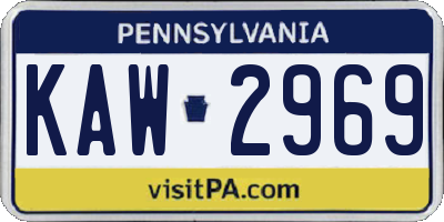 PA license plate KAW2969