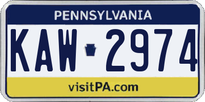 PA license plate KAW2974