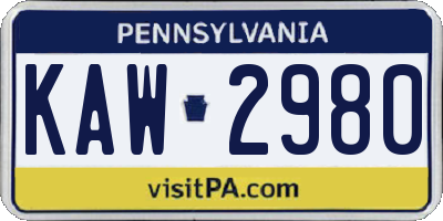 PA license plate KAW2980