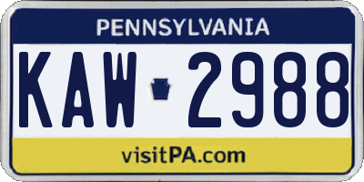 PA license plate KAW2988