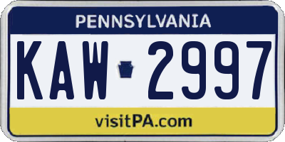 PA license plate KAW2997