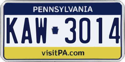 PA license plate KAW3014