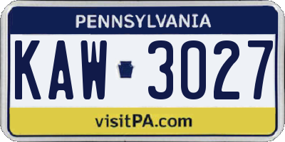 PA license plate KAW3027