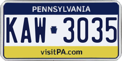 PA license plate KAW3035