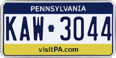PA license plate KAW3044