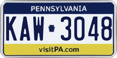 PA license plate KAW3048