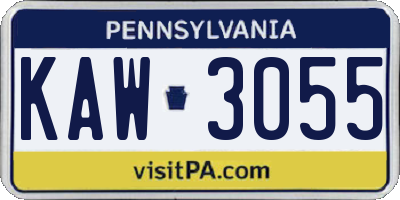 PA license plate KAW3055