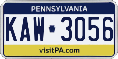 PA license plate KAW3056