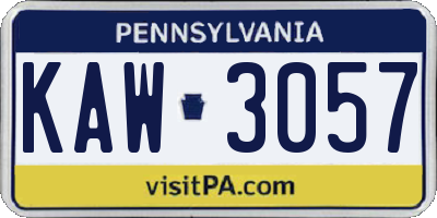 PA license plate KAW3057