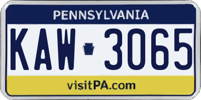 PA license plate KAW3065