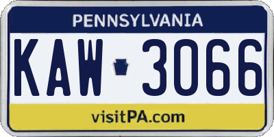 PA license plate KAW3066