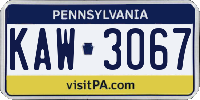 PA license plate KAW3067