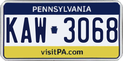 PA license plate KAW3068
