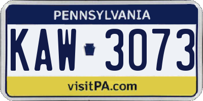 PA license plate KAW3073