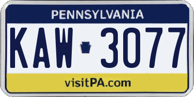 PA license plate KAW3077