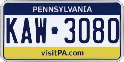 PA license plate KAW3080