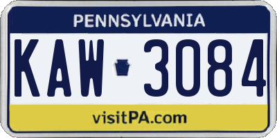 PA license plate KAW3084