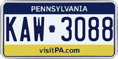PA license plate KAW3088
