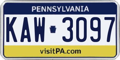 PA license plate KAW3097