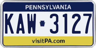 PA license plate KAW3127
