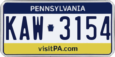PA license plate KAW3154