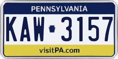 PA license plate KAW3157