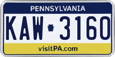 PA license plate KAW3160