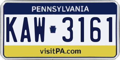 PA license plate KAW3161