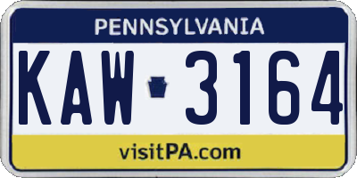 PA license plate KAW3164