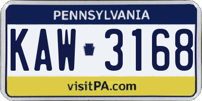 PA license plate KAW3168