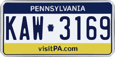PA license plate KAW3169