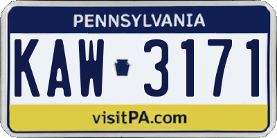 PA license plate KAW3171